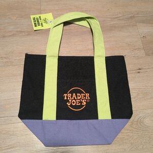 NEW Trader Joe's Mini Tote in Multi Colours (Black, Purple And Green)